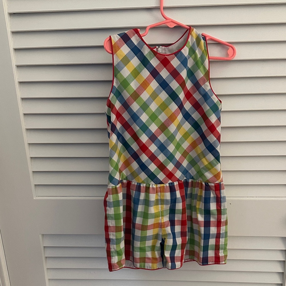 Colorful Plaid Sleeveless Romper Girls 6